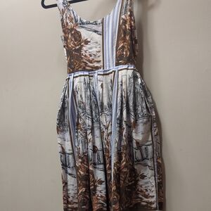 Brown and Blue Patterned Dress